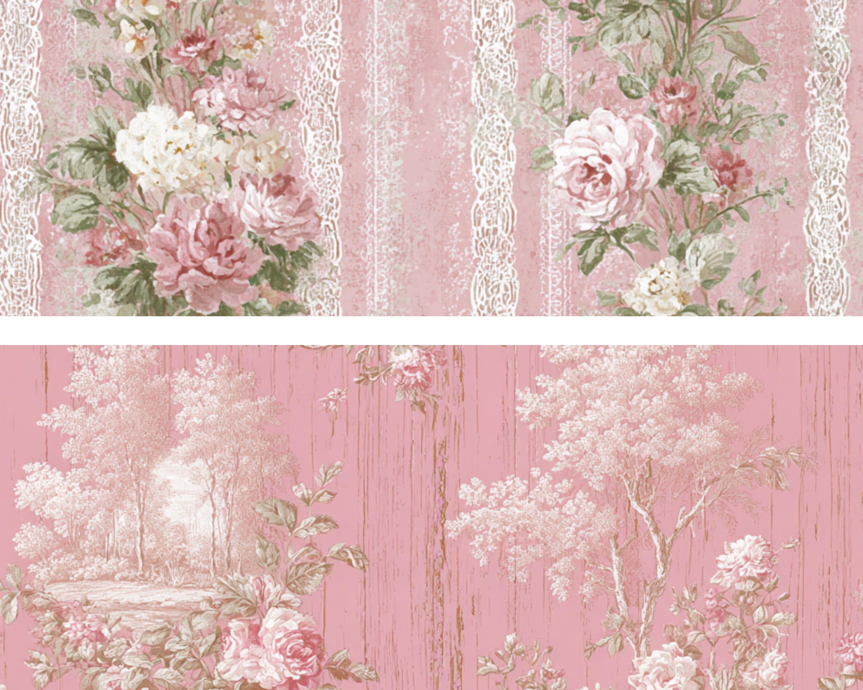 Shabby Chic Rose Seamless Pattern, Pink Vintage Floral Repeat, Coquette ...