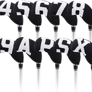 Golf 10pcs Set Iron Head Covers Big Numbers & Letters Neoprene Headcovers Golf Iron Club Fit All Brands Golf (4-9,A,P,X,S) Black White