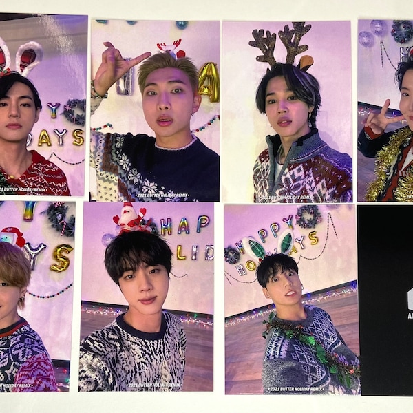 Bts Butter Holiday Remix 2021 Christmas fanmade Photocards *BIGGER THAN ALBUM pcs