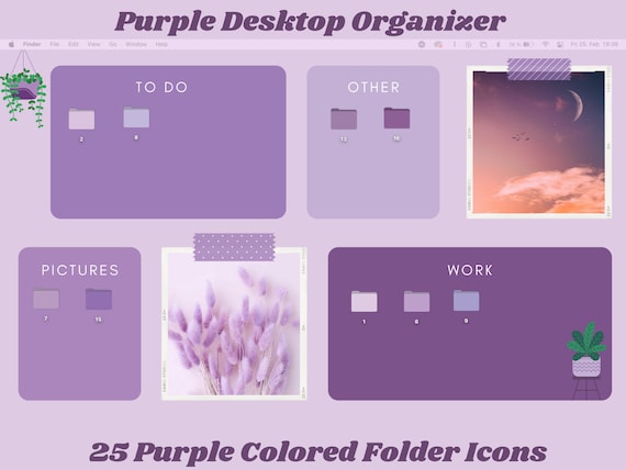 25 Purple Desktop Folder Icons for Macbook and Windows With | Etsy