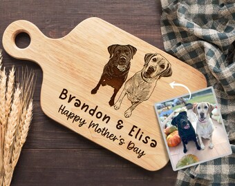 Custom Dog Photo Charcuterie Board | Mother's Day Gift for Dog Mom | Engraved Pet Photo Cutting Board | Dog Lover Gift