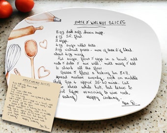 Custom Handwriting Cooking Recipe Plate - Personalized Christmas Gift from Your Favorite Handwritten Recipe