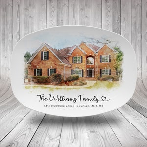 Custom Mother's Day Platter Gift For Mom | Personalized Watercolor Plate With Photo, Housewarming First Home Gift, Mother's Day Gift