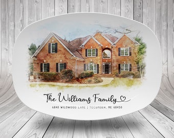 Custom Mother's Day Platter Gift For Mom | Personalized Watercolor Plate With Photo, Housewarming First Home Gift, Mother's Day Gift