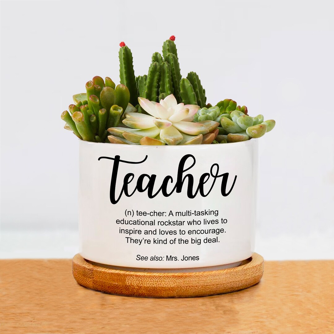 Personalized Teacher Definition Pot Planter Custom Appreciation Gifts