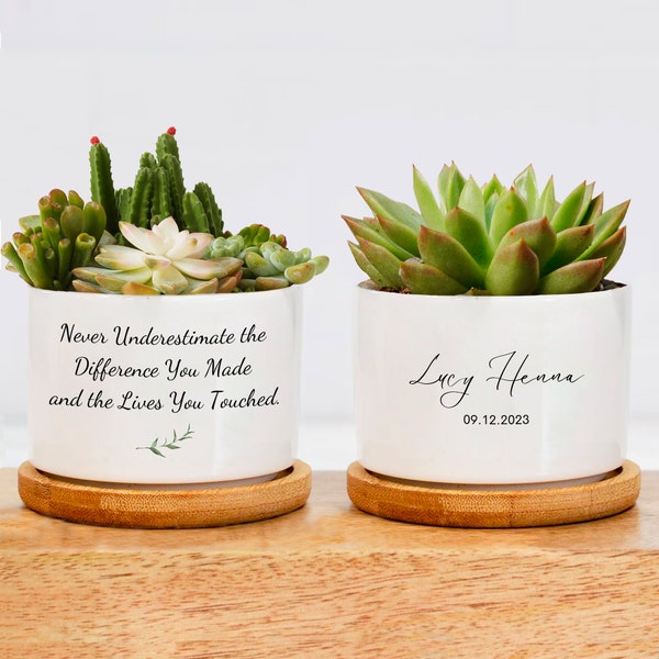 Custom Retirement Gifts for Coworker  - Never Underestimate the Difference You Made and the Lives You Touched Plant Pot