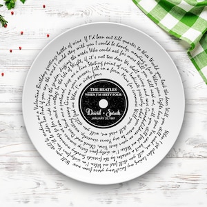 Custom Lyrics Plate, Personalized Typography Plate, Album Cover, Music Lyrics Gift, Anniversary Wedding Gift Present