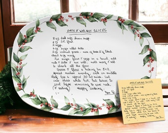 Christmas Handwritten Recipe Platter, Handwriting Christmas Gifts, Christmas Decor