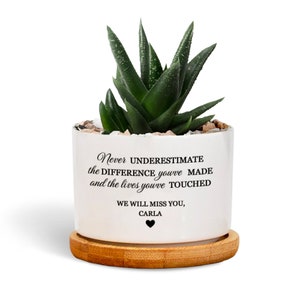 Custom Retirement Succulent Pot Gift for Coworker - Never underestimate the difference you've made and the lives you've touched Planter