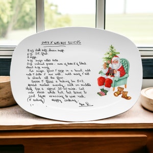 Santa Claus Handwritten Recipe Platter, Christmas Gift, Handwriting Recipe Plate, Custom Handwritten Keepsake