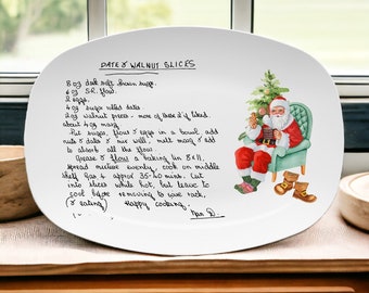 Santa Claus Handwritten Recipe Platter, Christmas Gift, Handwriting Recipe Plate, Custom Handwritten Keepsake