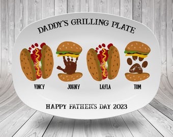 Handprint Grilling Plate for Dad, Custom Father's Day Gift, BBQ Gift for Dad