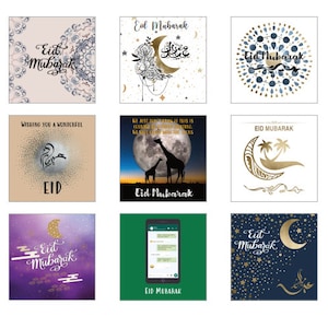 Carte Eid / Confezione da 13 / Regali Eid Mubarak per famiglia e amici