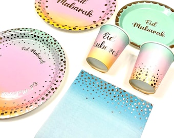 Eid Mubarak Pastel Tableware - 12 Full Sets (Copy)
