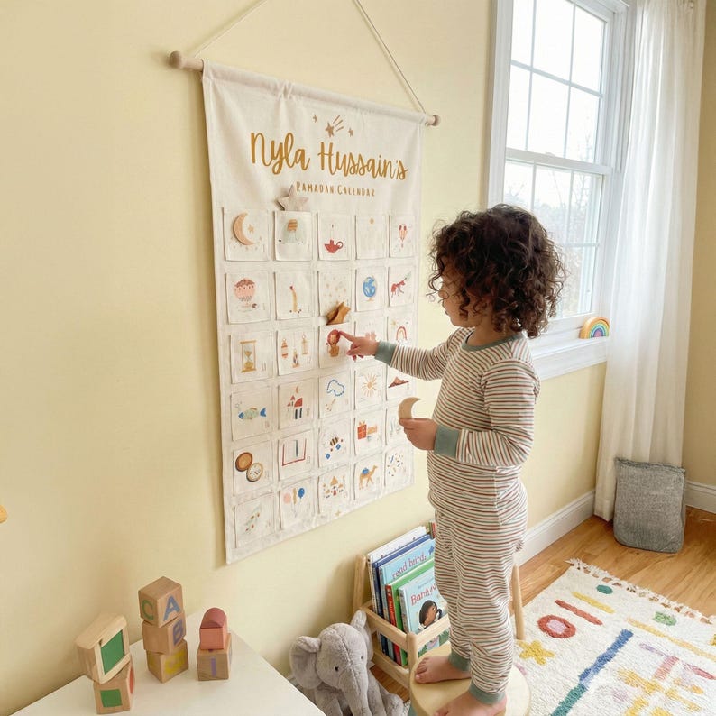 Personalised Ramadan Calendar | Adventure Theme | Kids Countdown Canvas | Islamic Gift image 6