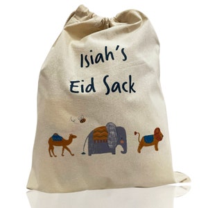 Personalised Eid Mubarak Sack with Jungle Animals