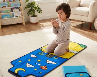 Children’s Travel Prayer Mat | Compact & Foldable | Nylon | Kids Salah Mat | Muslim Gifts
