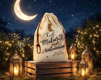 Personalised Large Eid Sack – Eid Mubarak Gift Bag | Custom Eidi Sack