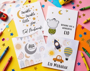 Eid Karten | 13er-Pack Eid Mubarak Grußkarten | Kinderfreundlich