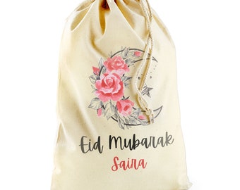 Personalised Eid Sack with Flowery Moon Design