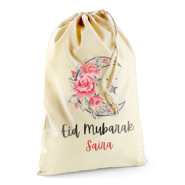 Personalised Eid Sack with Flowery Moon Design