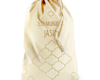 Personalised Gold Moroccan Diamond Design Eid Sack