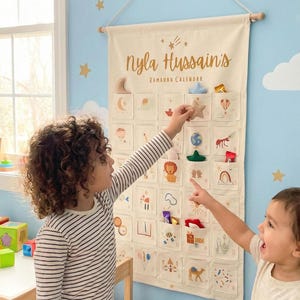 Personalised Ramadan Calendar | Adventure Theme | Kids Countdown Canvas | Islamic Gift image 1