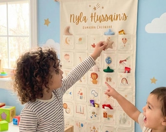 Personalised Ramadan Calendar |  Adventure Theme |  Kids Countdown Canvas | Islamic Gift