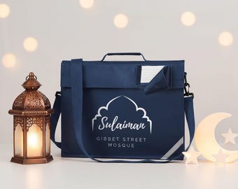 Personalised Madrasah Bag for Kids | Islamic Calligraphy School Bag | Custom Qur’an Class Book Bag | Children’s Muslim Bag