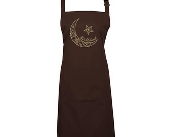 Apron | Eid | Ramadan | Gift | Moon | Olive Green | Eid Mubarak | Cooking