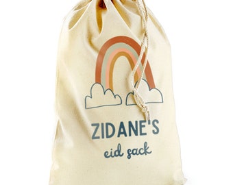 Personalised Eid Sack with a Rustic Rainbow