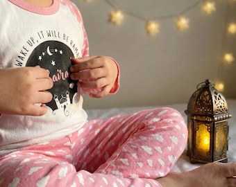When I Wake Up It Will Be Ramadan Pyjamas with Mosque | Custom Name in Arabic & English | Kids Ramadan Sleepwear