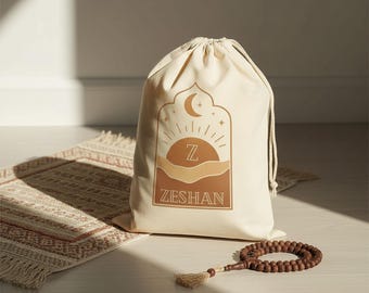 Personalised Eid Sack with Sunrise Minaret – Custom Cotton Eid Gift Bag