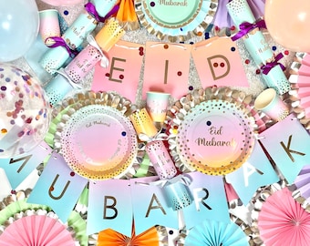 Eid and Ramadan Tableware | Pastel Theme | Large Pack Eid decor party decorations