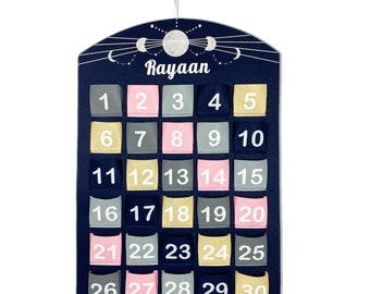 Personalised Ramadan Calendar | Good Deed a Day  and  Dua a Day |  Navy Moons  Advent Calendar | Ramadan Countdown | Kids Ramadan Calendar