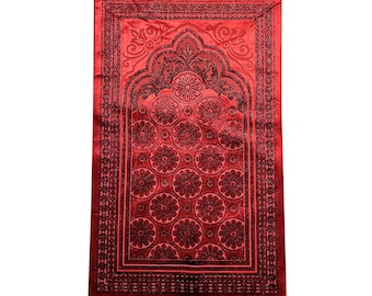 Elegant Red Prayer Mat with Shimmer