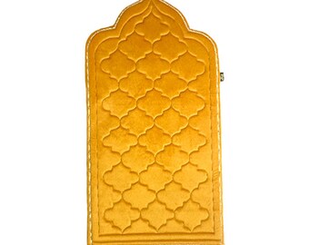 Mustard Kids Prayer Mat | Luxury | Diamond | Personalised | Kids Prayer Mat | Kids Salah Mat | Gifts for Kids | Children | Namaz mat