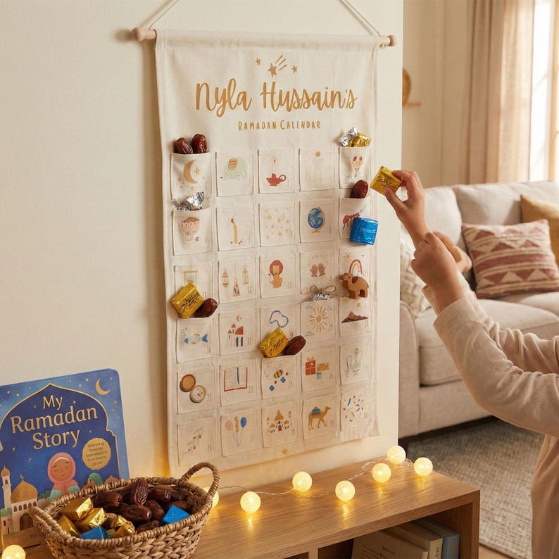 Personalised Ramadan Calendar | Adventure Theme | Kids Countdown Canvas | Islamic Gift image 3