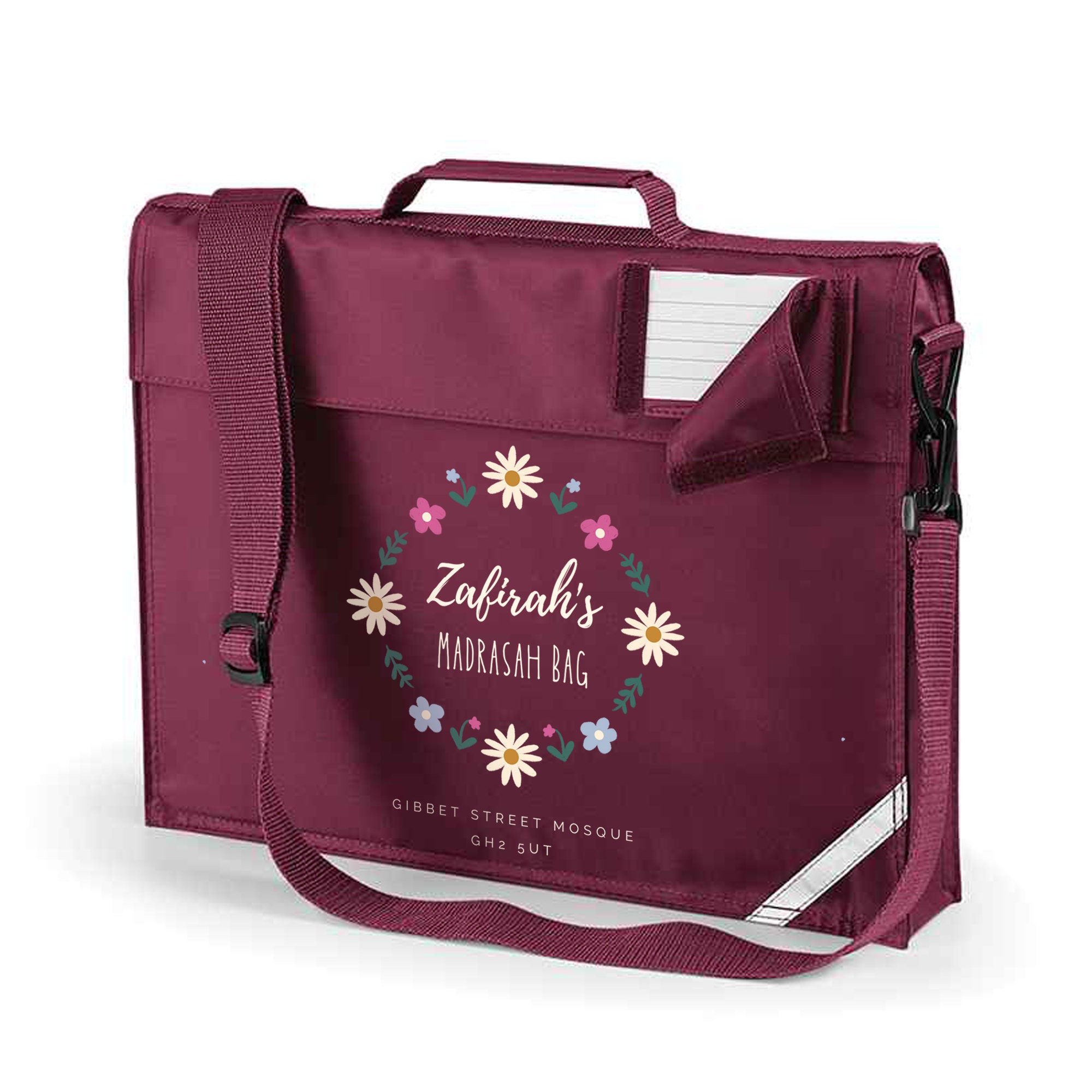 Personalised Madrasah Bag Flower Design - Etsy