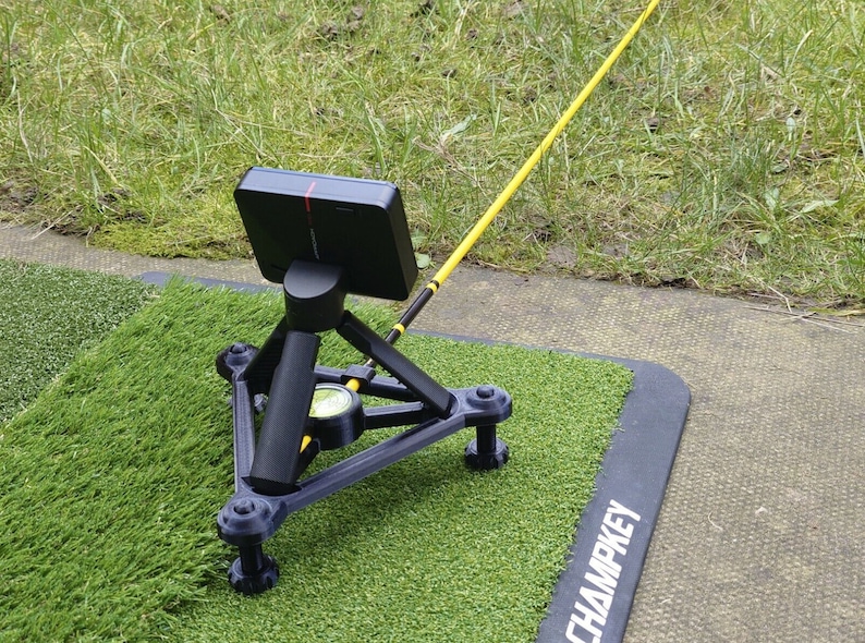 Adjustable Stand with Spirit Level and Alignment Stick Hole for Garmin R10 Golf Launch Monitor image 1