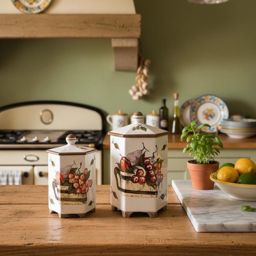 Vintage Ceramic Fruit Canister Set - Etsy