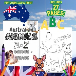 Australian Animals A-Z Colouring Book – Kids ABC Learning Activity (PDF Download)