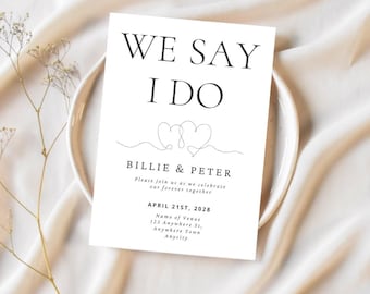 Minimalist Wedding Invitation Template: Modern Black & White Design (Instant Download, 5x7" PDF)
