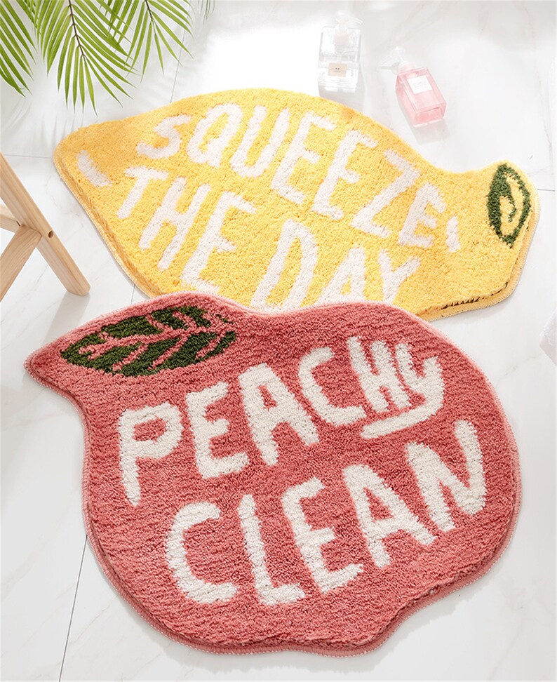 Peachy Clean Tufted Rug Squeeze the Day Lemon Door Bath Mat Etsy