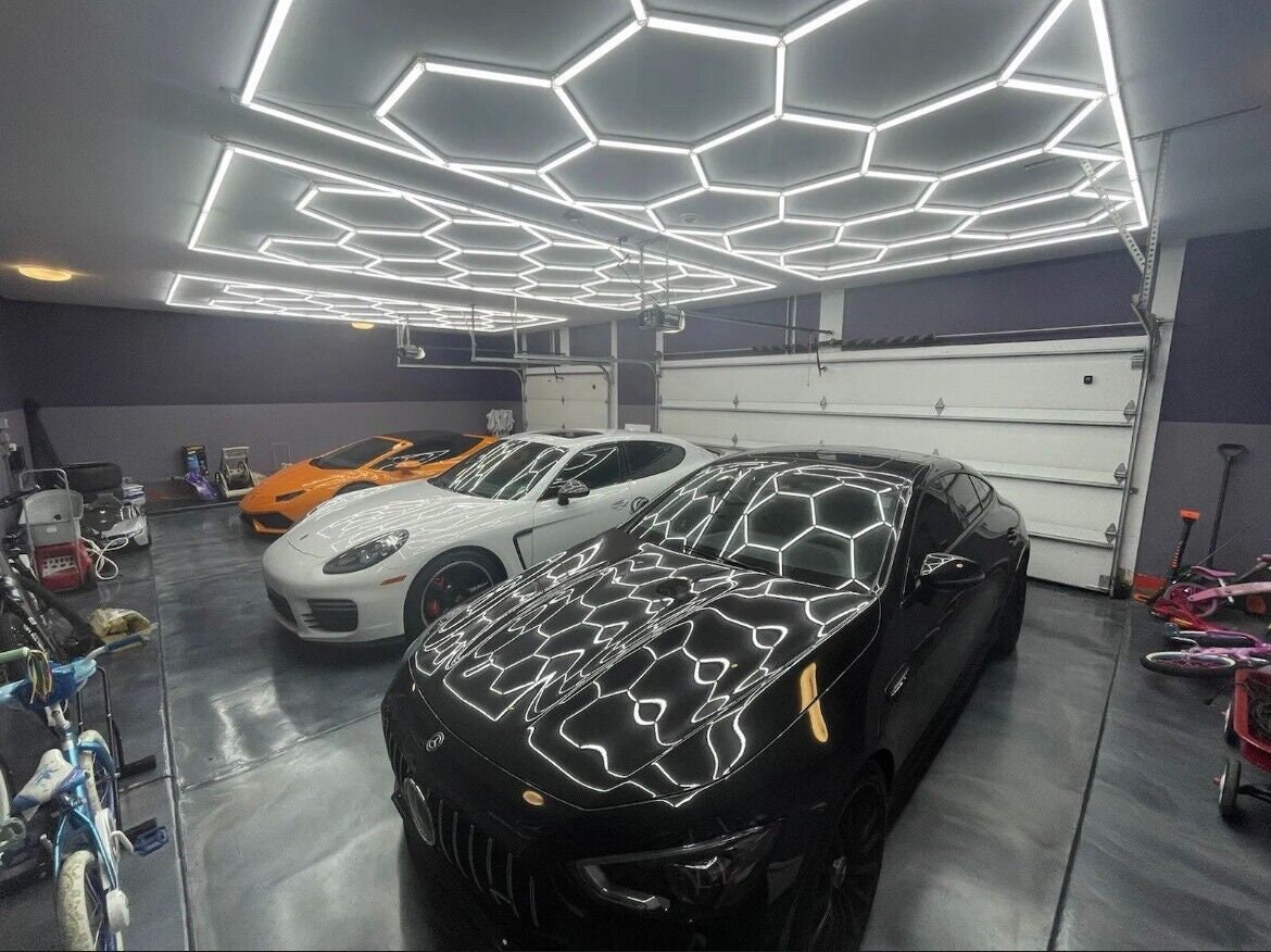 Lampe de garage à LED hexagonale, éclairage de studio, éclairage de  voiture, 2.5x4.8m