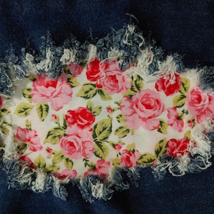 Pretty Pink Floral Patch - iron on patch for jeans - easy to apply patch - floral - fabric patches - handmade - knee patch - Patch for jeans