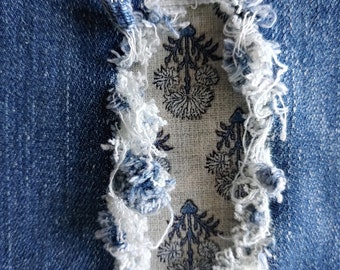 Toppa con stemma, toppe stirabili per jeans, toppa facile da applicare, riparazione jeans, toppe in tessuto, fatte a mano