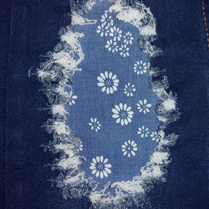 Denim Daisy Patch - iron on patch for jeans - easy to apply patch - jean repair - fabric patches - handmade - knee patch - Patch for jeans
