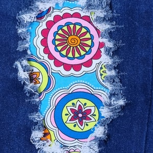 Blooming Mandalas Stretchy Patch - iron on patch for jeans - easy to apply patch - jean repair - fabric patches - handmade - Patch for jeans