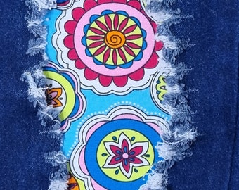 Parche elástico de mandalas florecientes - parche termoadhesivo para jeans - parche fácil de aplicar - reparación de jeans - parches de tela - hecho a mano - Parche para jeans